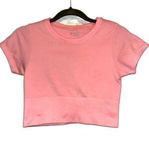 OFFLINE By Aerie Sidewalk Seamless Cropped Top Pink Sz Small READ